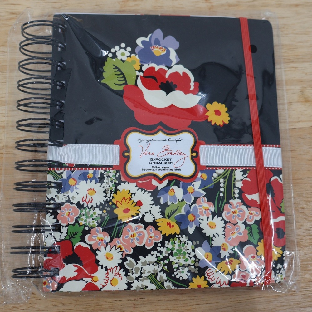 New Vera Bradley Poppy Fields 12 Pocket Organizer Retired Floral Stationery